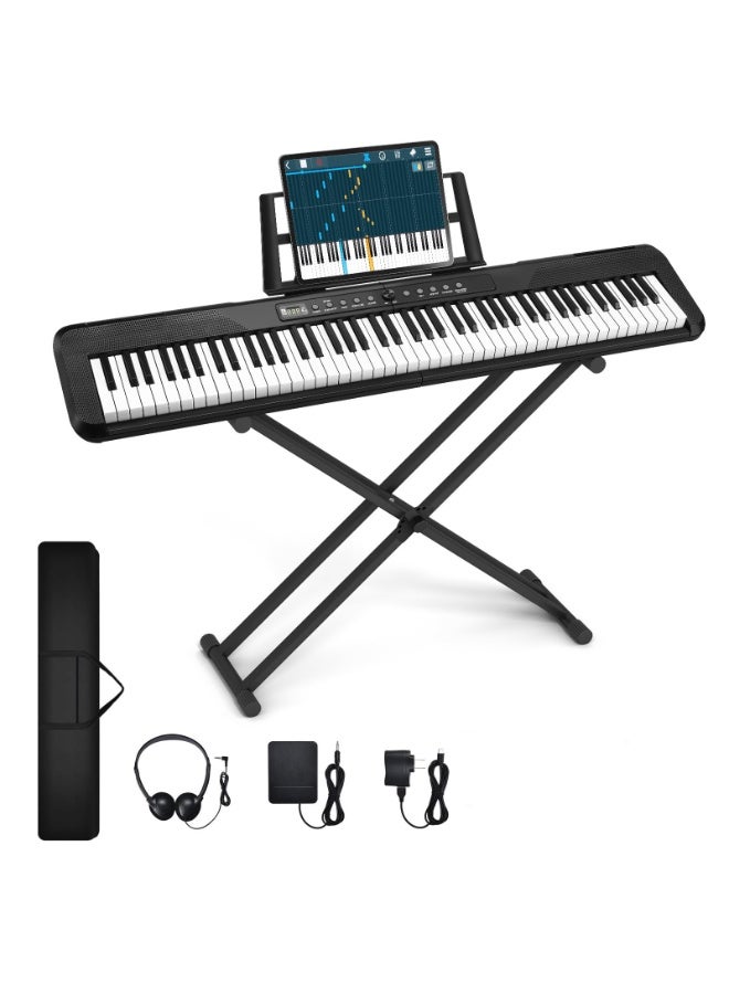 والالا 88 مفتاح بيانو رقمي، بيانو لوحة مفاتيح إلكترونية شبه مرجحة مع حامل موسيقى، مزود بمصدر طاقة، دواسة إمداد، حامل، حامل، بلوتوث، ميدي، للمبتدئين المحترفين في المنزل، على المسرح - Image 1