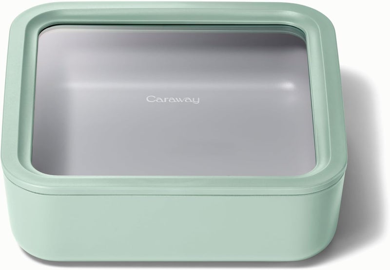CARAWAY Glass Food Container, 10 Cups, Ceramic Coated Food Container, Easy Storage, Non-Toxic, Non-stick Lunch Box with Glass Lids.Safe - Image 1