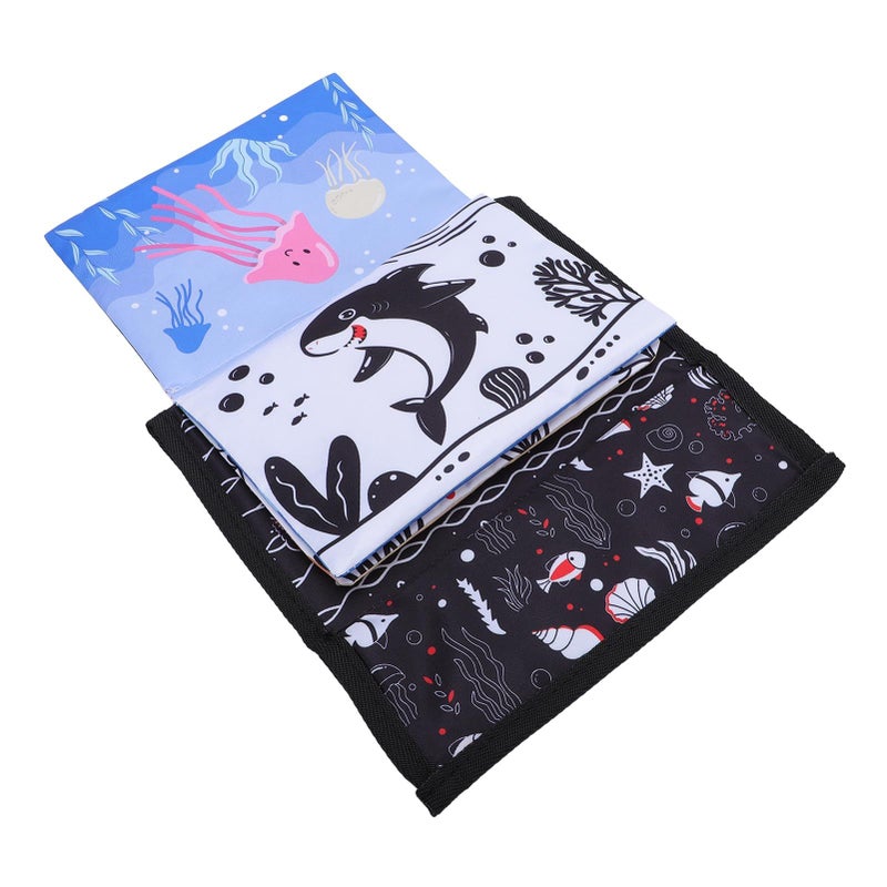 High Contrast Ocean Animal Cloth Book Toy For Visual Stimulation Tummy Time Educational Baby Mirror Cognitive Development Polyester Fiber Material - Image 2