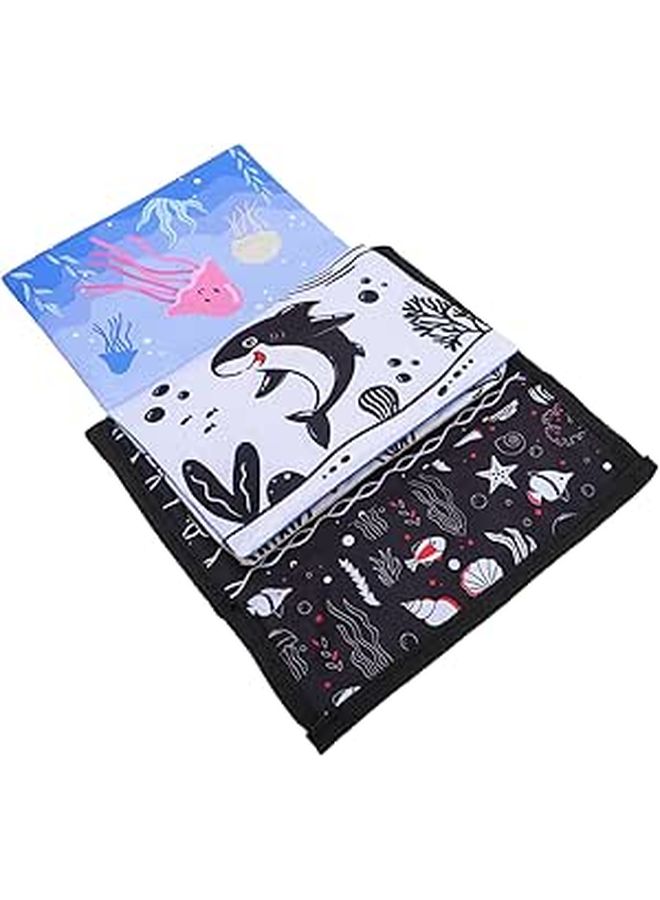 High Contrast Ocean Animal Cloth Book Toy For Visual Stimulation Tummy Time Educational Baby Mirror Cognitive Development Polyester Fiber Material - Image 1