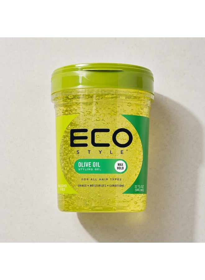 Eco Style Olive Oil Hair Gel 32 fl oz, Alcohol Free Maximum Hold Styling Gel for Edges, Braids, Ponytails & Curly Hair, 946ml - Image 3