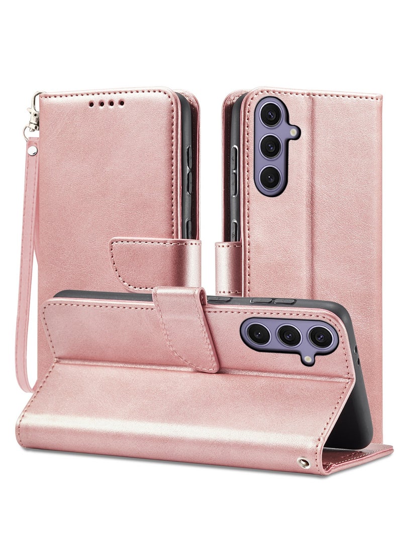 ICARLUS For Samsung Galaxy A56/A36 5G Case PU Leather Calf Texture Phone Cover - Pink - Image 1