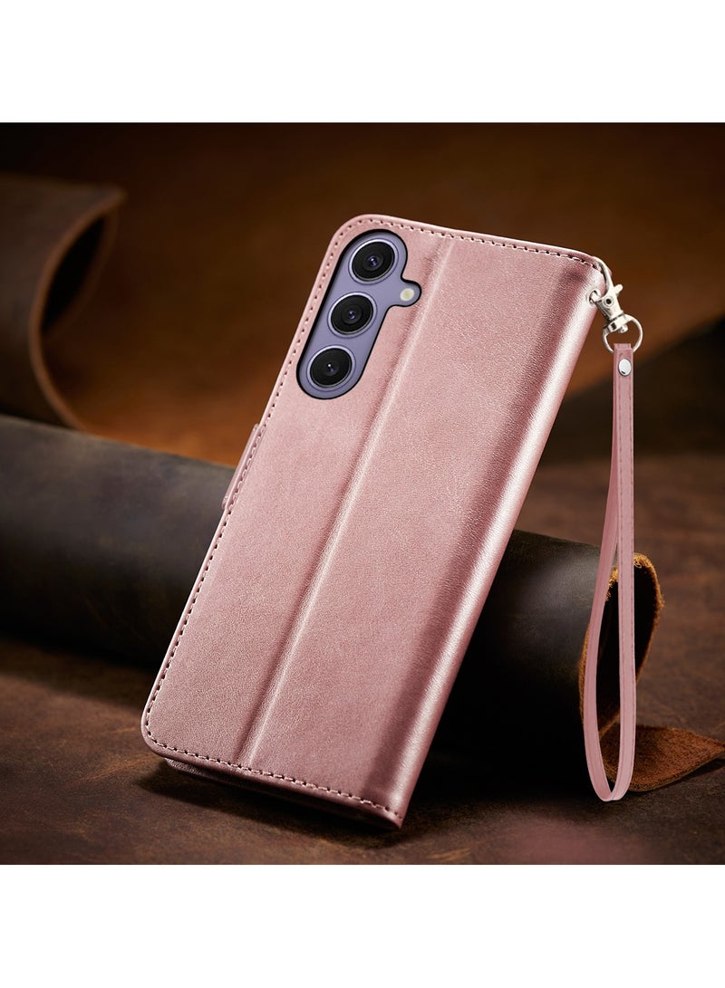 ICARLUS For Samsung Galaxy A56/A36 5G Case PU Leather Calf Texture Phone Cover - Pink - Image 2