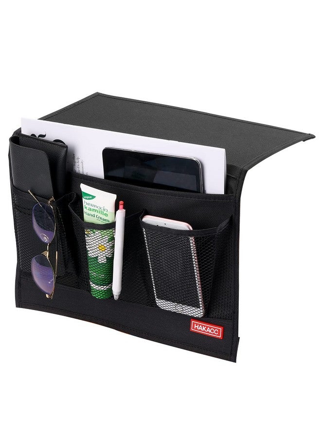HAKACC Bedside Storage Organizerremote Control Holder Armchair Couch Caddy Sofa Armrest Bag For Tablet Magazine Phone Black - Image 1