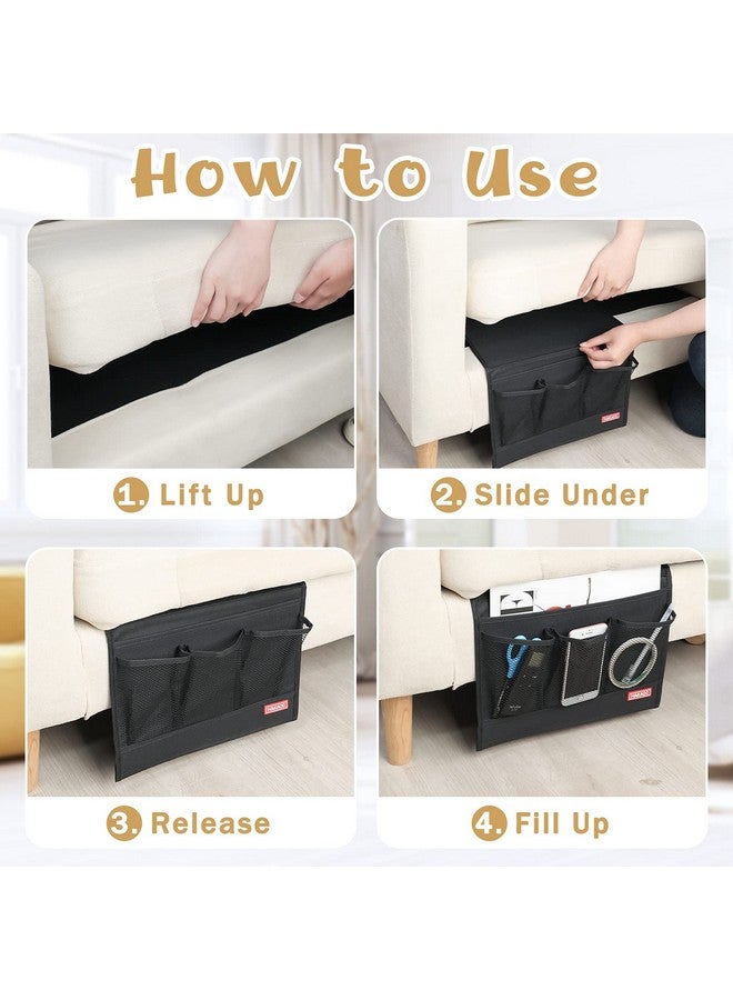 HAKACC Bedside Storage Organizerremote Control Holder Armchair Couch Caddy Sofa Armrest Bag For Tablet Magazine Phone Black - Image 3