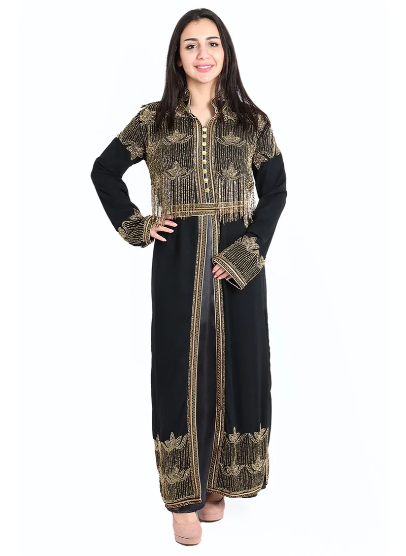 اكسا قفطان كرستال مشغول باليد IKW9134 اسود