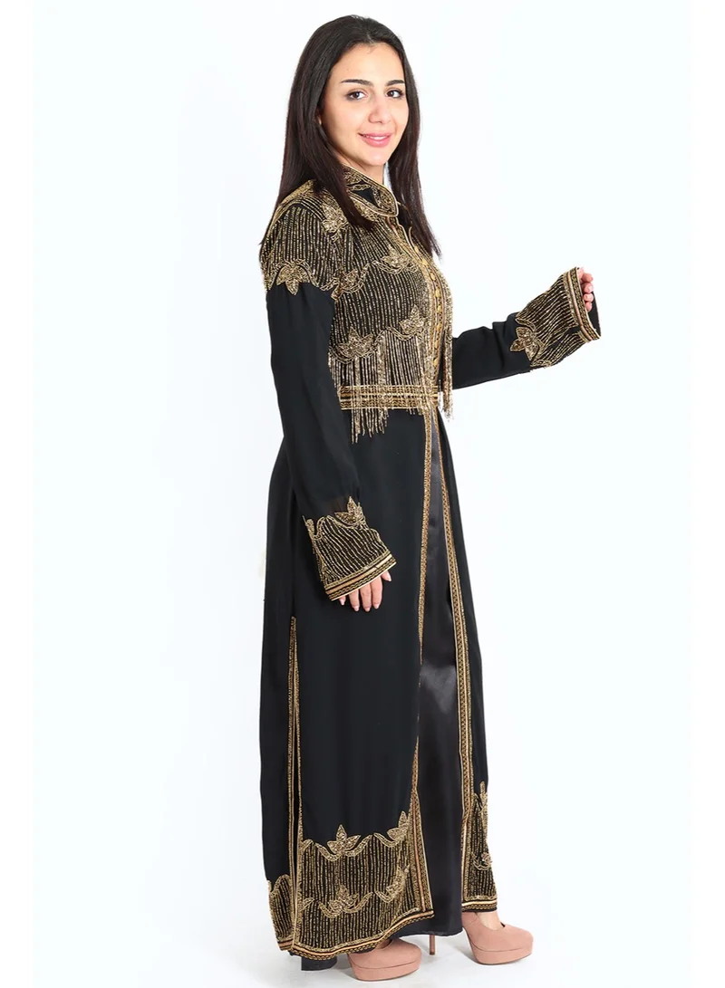 اكسا قفطان كرستال مشغول باليد IKW9134 اسود