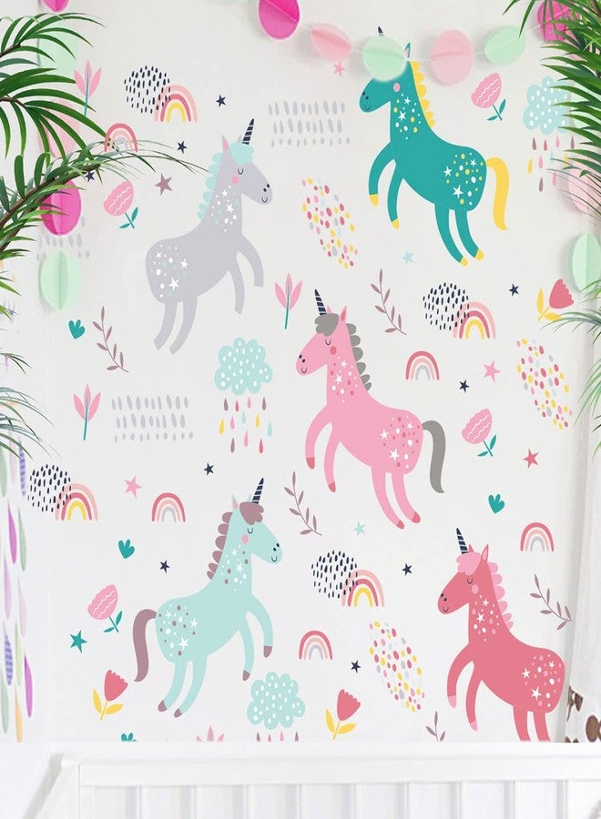 SPRT Unicorn Wall Sticker Decals,SPRT Colorful Watercolor Unicorn Wall Sticker Peel and Stick Wall Art Sticker for Kids Girls Room Nursery Bedroom Parties Decoration - Image 4