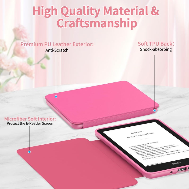 Sanyetral Protective Case with Magnetic TPU Back and Auto Wake/Sleep Function, Not for Nokia TCL Remarkable -Raspberry - Image 2