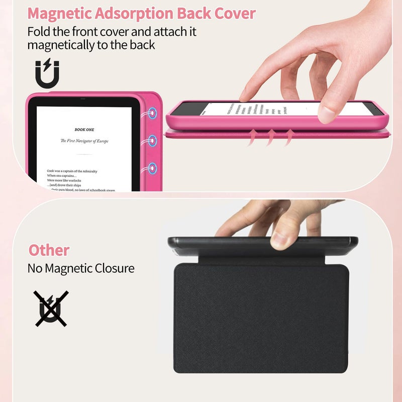 Sanyetral Protective Case with Magnetic TPU Back and Auto Wake/Sleep Function, Not for Nokia TCL Remarkable -Raspberry - Image 5
