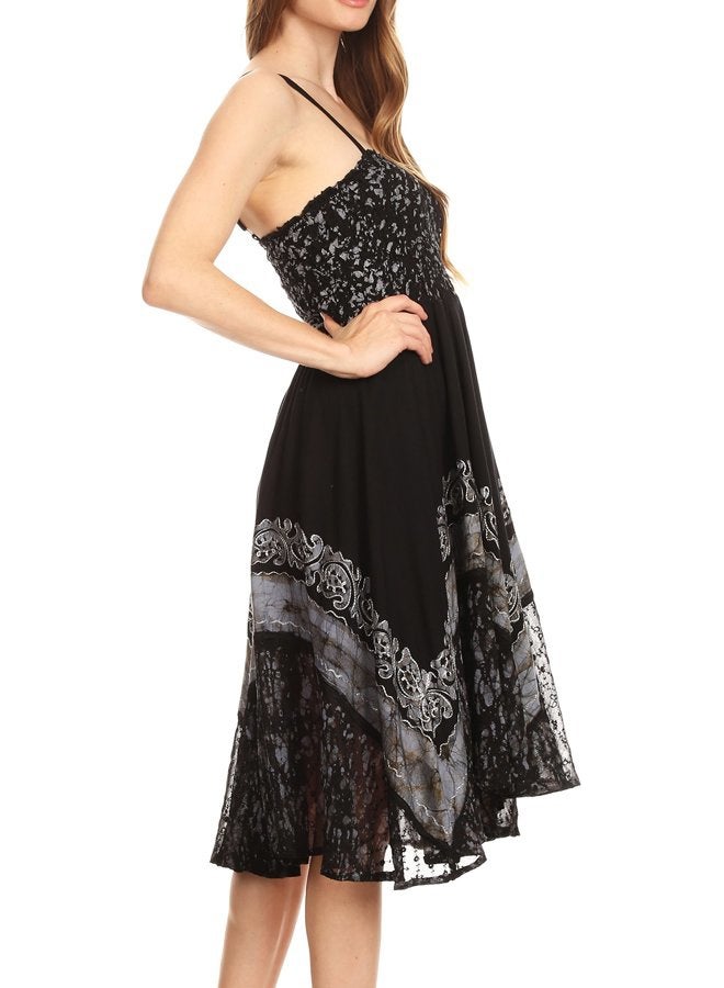 Sakkas 55341 Aphrodite Embroidered Tie Dye Dress - Black/Grey - OS - Image 4