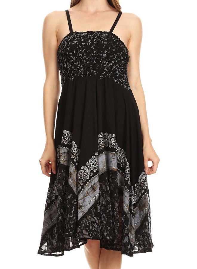 Sakkas 55341 Aphrodite Embroidered Tie Dye Dress - Black/Grey - OS - Image 1