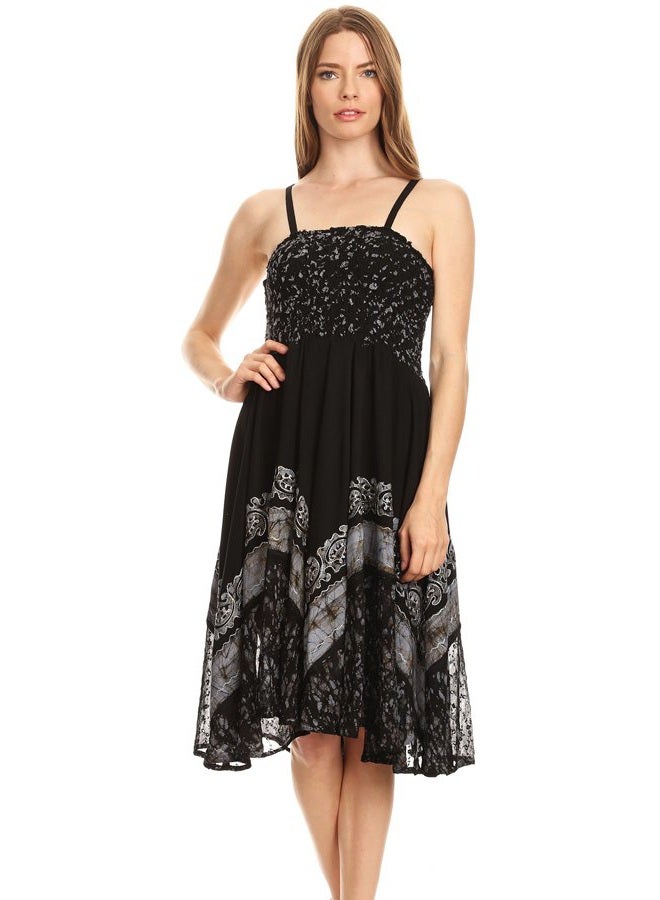 Sakkas 55341 Aphrodite Embroidered Tie Dye Dress - Black/Grey - OS - Image 5