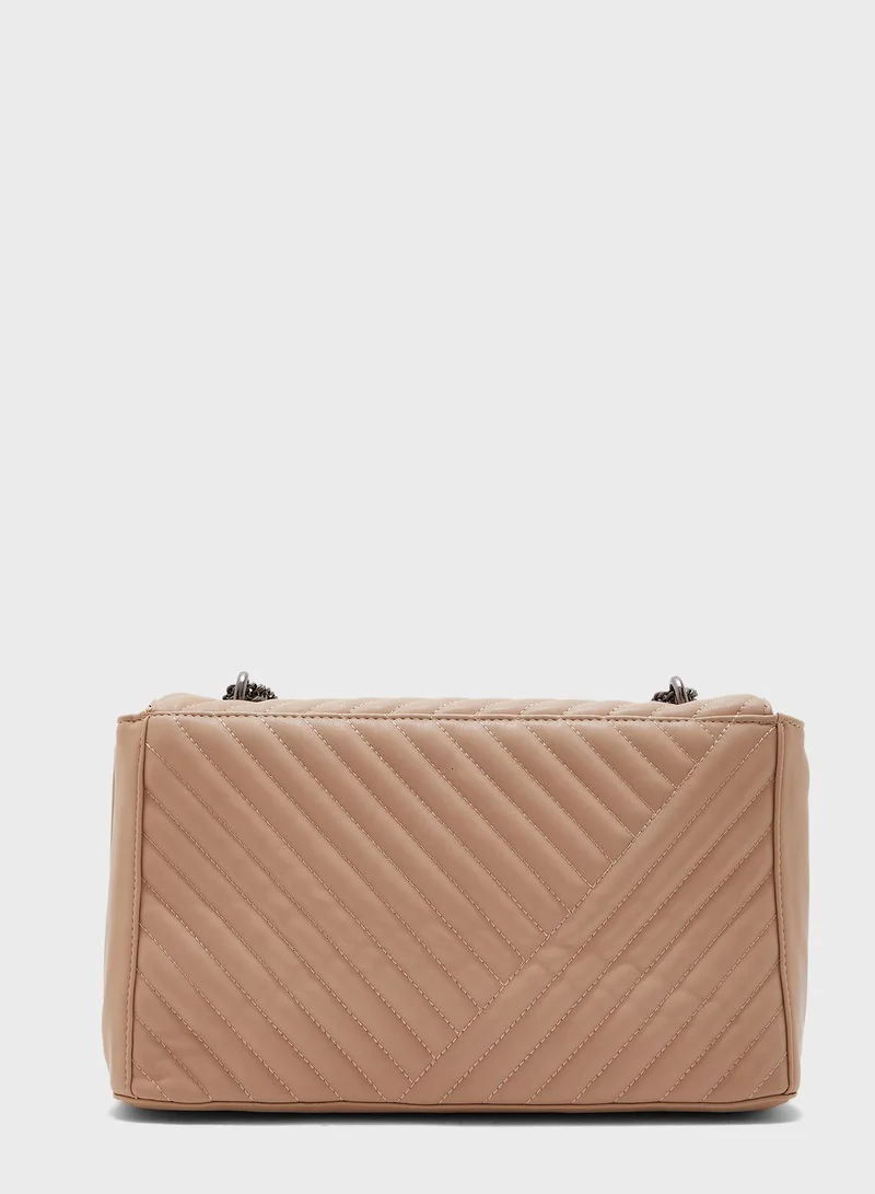 TOPSHOP SOLO Pale Pink Quilted Shoulder Bag