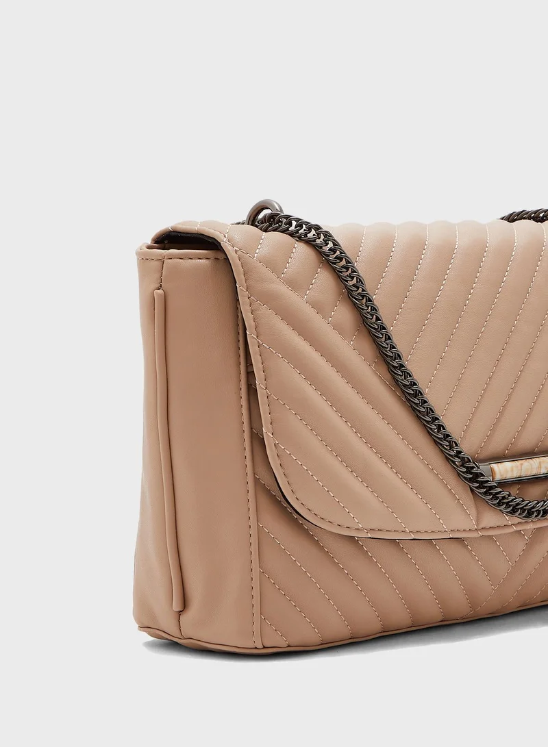 TOPSHOP SOLO Pale Pink Quilted Shoulder Bag