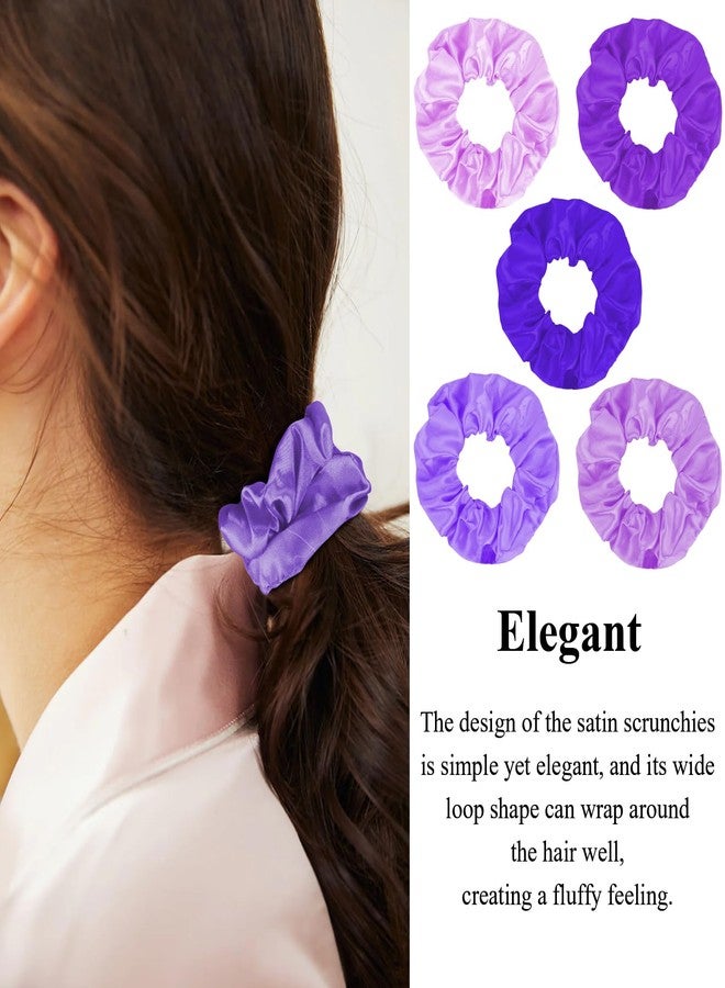 KICOSY 20PCS Purple Scrunchies Bulk Purple Hair Ties for Women Silk Satin Scrunchies for Girls Purple Hair Accessories Large Purple Hair Bands - Image 3