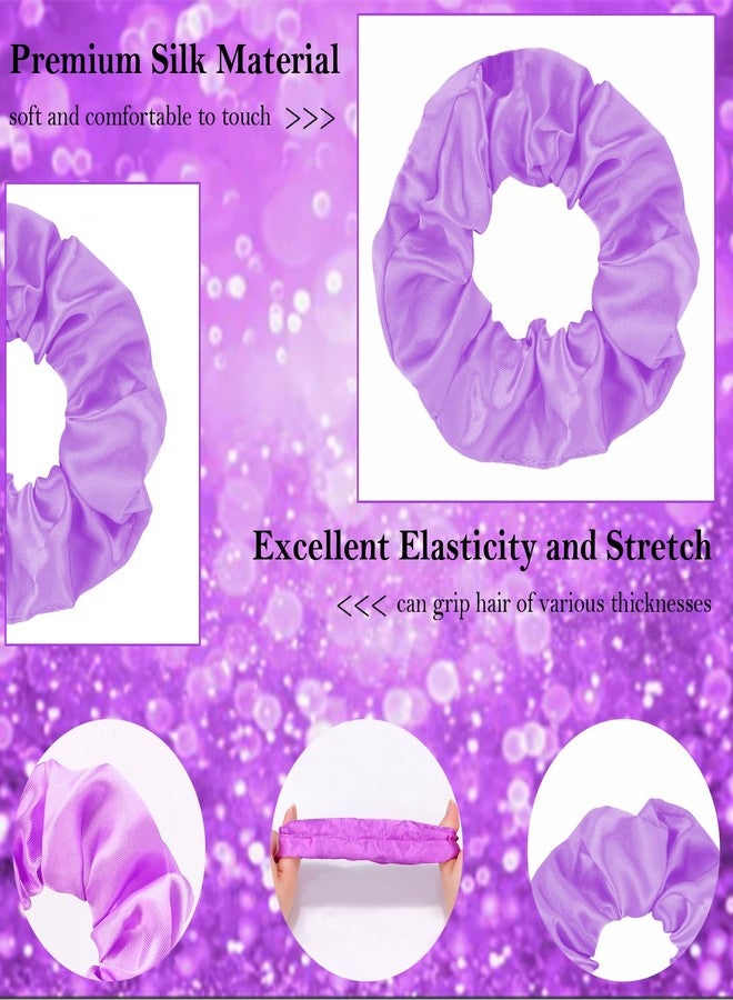 KICOSY 20PCS Purple Scrunchies Bulk Purple Hair Ties for Women Silk Satin Scrunchies for Girls Purple Hair Accessories Large Purple Hair Bands - Image 2