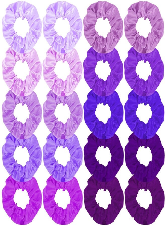 KICOSY 20PCS Purple Scrunchies Bulk Purple Hair Ties for Women Silk Satin Scrunchies for Girls Purple Hair Accessories Large Purple Hair Bands - Image 1