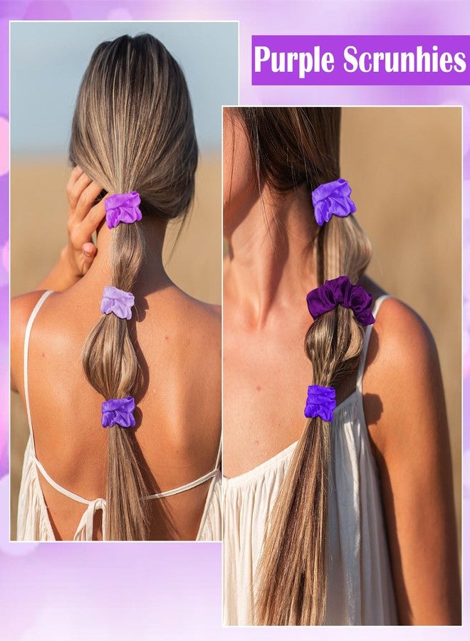 KICOSY 20PCS Purple Scrunchies Bulk Purple Hair Ties for Women Silk Satin Scrunchies for Girls Purple Hair Accessories Large Purple Hair Bands - Image 4