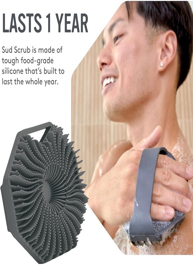 Generic - Antimicrobial Silicone Body Scrubber, Exfoliating Body Scrubber for Sensitive Skin, Eco Friendly Shower Scrubber for Body, Silicone Body Brush for Showering, Lathers Well, Charcoal - Image 1
