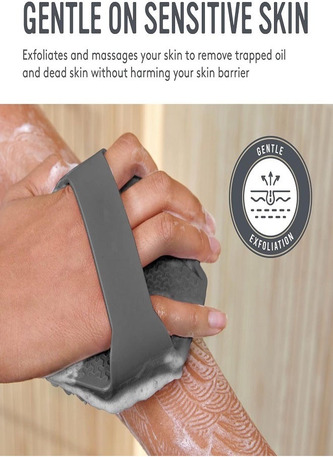 Generic - Antimicrobial Silicone Body Scrubber, Exfoliating Body Scrubber for Sensitive Skin, Eco Friendly Shower Scrubber for Body, Silicone Body Brush for Showering, Lathers Well, Charcoal - Image 1