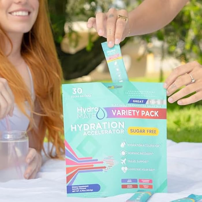 NatureWorks Electrolyte Powder Sugar-Free Hydration Packets Variety Pack HydroMATE 16 Sticks - Image 5