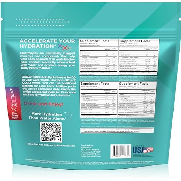NatureWorks Electrolyte Powder Sugar-Free Hydration Packets Variety Pack HydroMATE 16 Sticks - Image 4