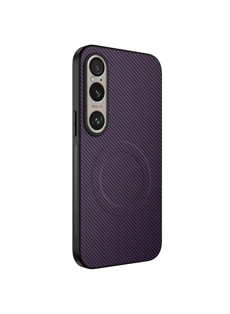 general Compatible Sony xperi 1 VII Case Deluxe Kevlar Stripe Magnetic Back Cover Support Sony xperi 1 VII Wireless Charging Funda...