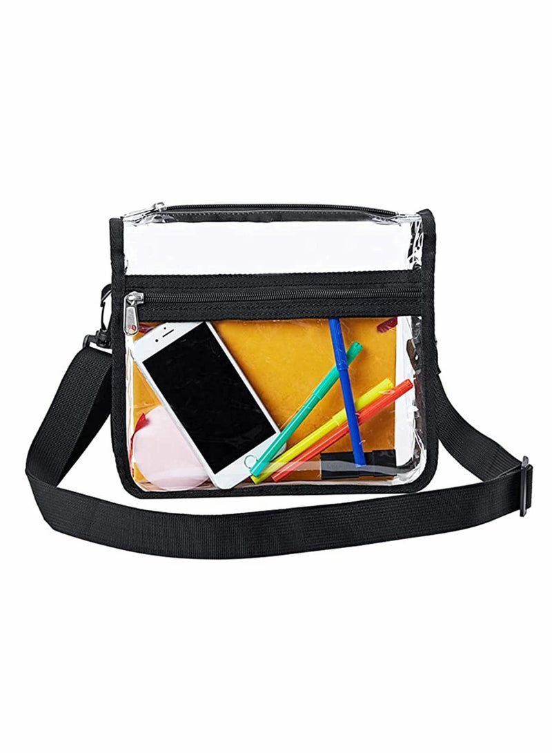 SOLARAE Clear Crossbody Purse Bag - Stadium Approved, Gym Clear Shoulder Tote Bag with Front Pocket and Adjustable Strap for Women and Men, Body Shoulder Bag for Work & Business Travel - Image 1