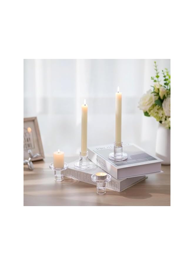 S-TOP 6pcs Clear Glass Candlestick Holders,Taper Candle Holders, Clear Candle Holders for Formal Events Wedding Festival Party Church Festival Decoratio (clear) - Image 2