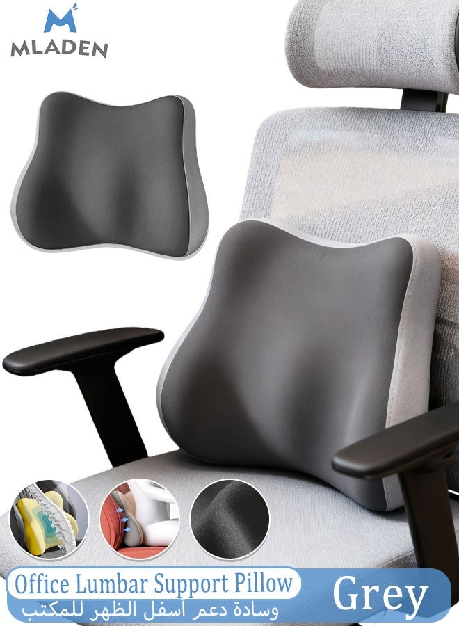 MLADEN Lumbar Support Pillow for Office Chair Pressure Relief Sciatica & Tailbone Pain Relief ack Cushion for Long Sitting for Office Chair Car Plane (Grey) - Image 1