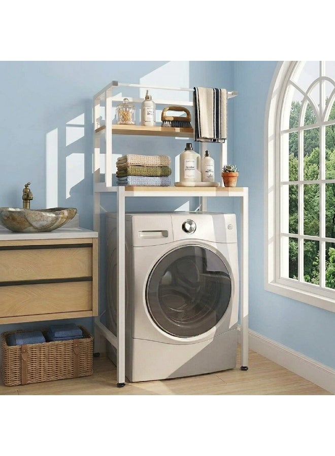 Stellar Stores Modern Bathroom Washing Machine Organizer & Space Saver, Over Washer Tower Stand, Laundry and Bathroom Storage Rack Shelves, Vanity Storage Unit (Color : White) - Image 2