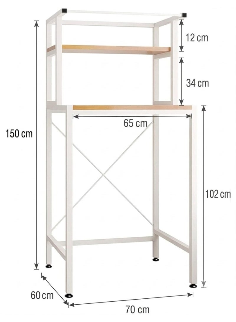 Stellar Stores Modern Bathroom Washing Machine Organizer & Space Saver, Over Washer Tower Stand, Laundry and Bathroom Storage Rack Shelves, Vanity Storage Unit (Color : White) - Image 3