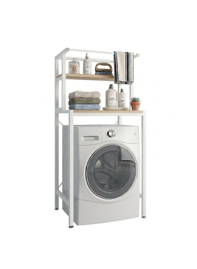 Stellar Stores Modern Bathroom Washing Machine Organizer & Space Saver, Over Washer Tower Stand, Laundry and Bathroom Storage Rack Shelves, Vanity Storage Unit (Color : White) - Image 1
