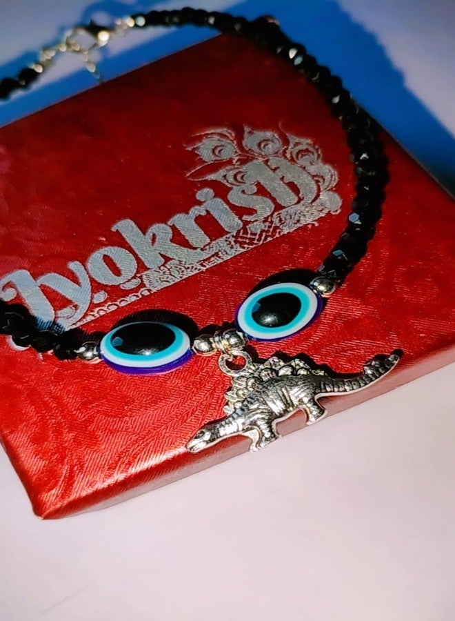 Jyokrish Handmade White Metal black Beads hanging Daynasor with blue evil eye chain anklet For Women | girls | Nazariya |Payal | Nazar Battu | single leg |free size - Image 5