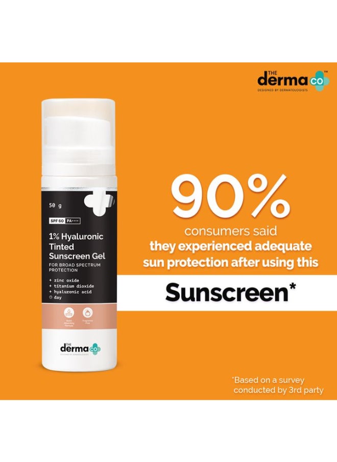 THE derma Co - The Derma Co 1% Hyaluronic Tinted Sunscreen Gel for Broad Spectrum Protection - 50g - Image 1