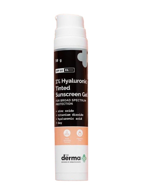 The Derma Co 1% Hyaluronic Tinted Sunscreen Gel for Broad Spectrum Protection - 50g