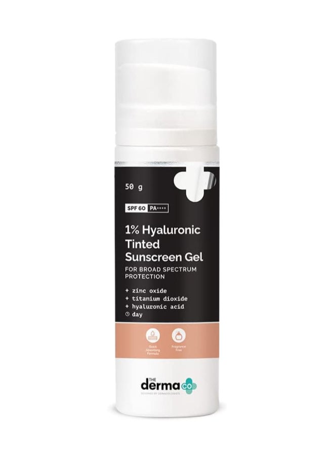 THE derma Co جل الحماية من أشعة الشمس الملون من شركة Derma Co 1% Hyaluronic لحماية واسعة النطاق - 50 جرام  - Image 1