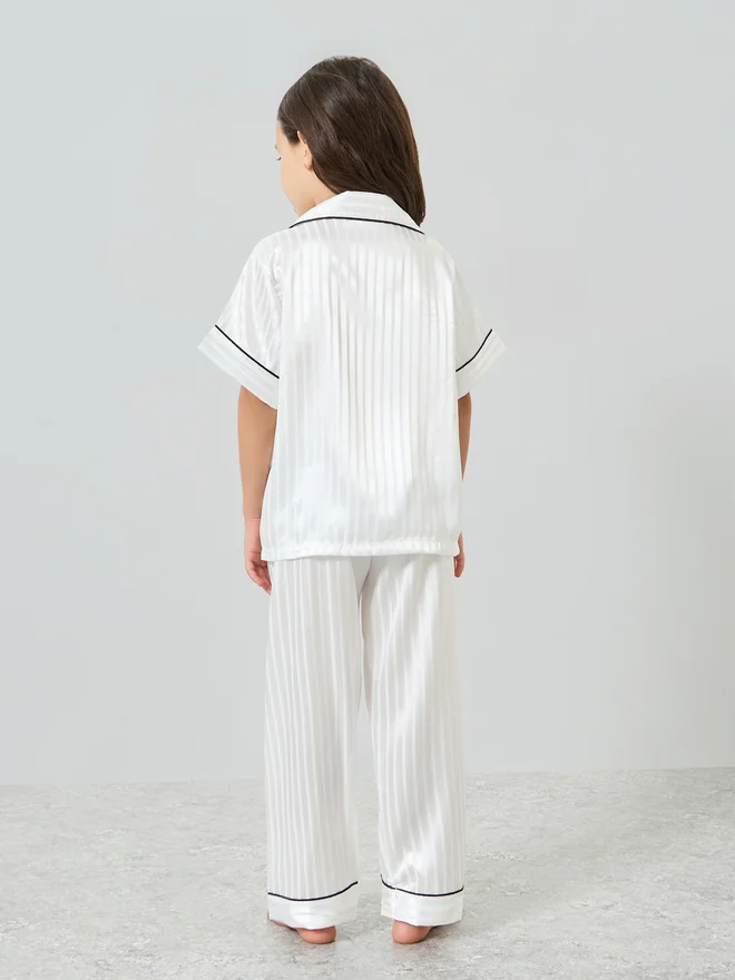 Take Two  Girls Striped Short Sleeve Shirt and Pyjama Set for Women | Best Price UAE