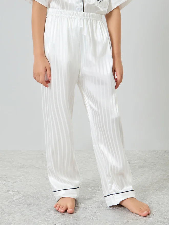 Take Two  Girls Striped Short Sleeve Shirt and Pyjama Set for Women | Best Price UAE