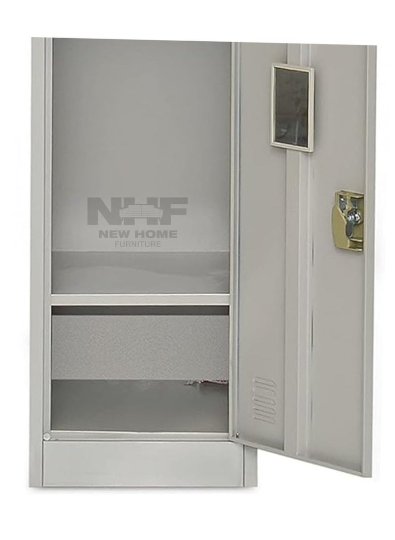 New Home Furniture, NHF-2T Metal Locker Cabinet, Grey, H185x W40x D45cm, 2-Door with Lock and Keys, Steel Storage with Shelves and Ventilation - Image 5