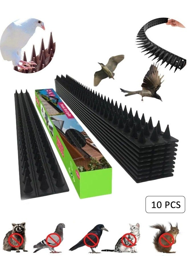 مسامير الطيور، عبوة من 10 مسامير طاردة للطيور والحمام والسناجب والراكون والقطط، مسامير خارجية مضادة للطيور لحماية الطيور في الهواء الطلق لإبعاد الطيور ومنعها من بناء أعشاش، باللون الأسود - Image 1