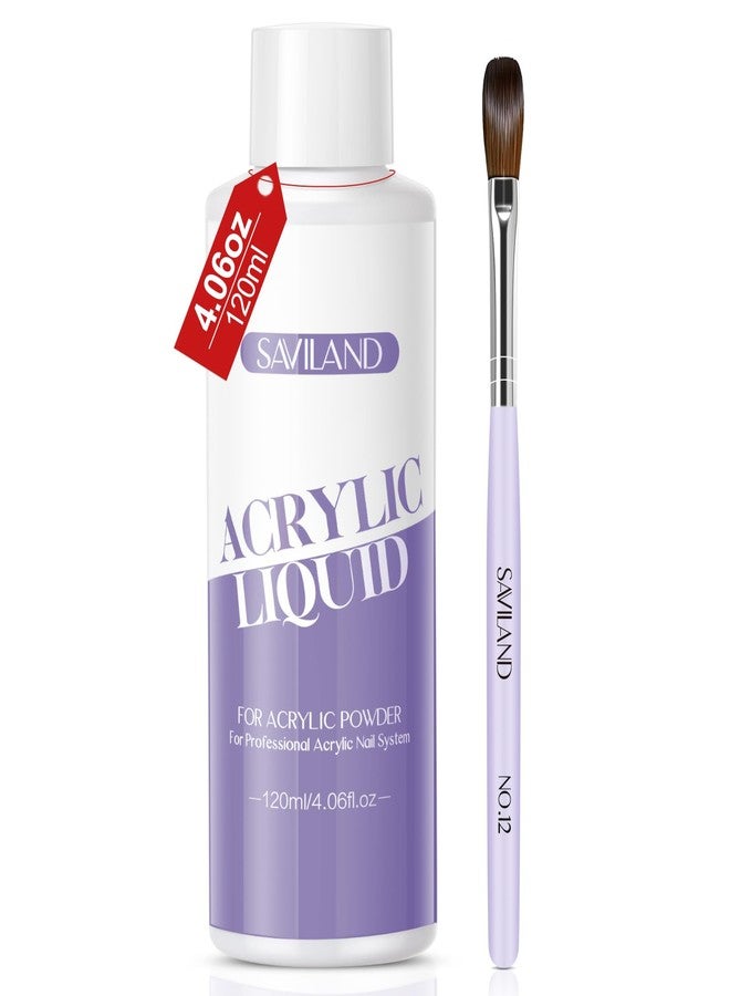 SAVILAND EMA Monomer Acrylic Nail Liquid: 4.06 fl oz MMA-Free Acrylic Liquid Monomer with #12 Brush for Beginners, DIY Nail Art Extensions 3D Sculpting Non-Yellowing Low-Odor Formula for Home or Salon - Image 1
