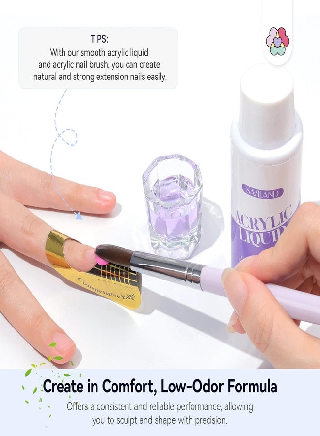 SAVILAND EMA Monomer Acrylic Nail Liquid: 4.06 fl oz MMA-Free Acrylic Liquid Monomer with #12 Brush for Beginners, DIY Nail Art Extensions 3D Sculpting Non-Yellowing Low-Odor Formula for Home or Salon - Image 3