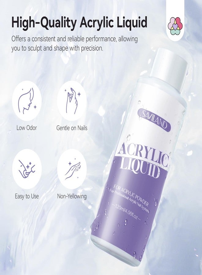 SAVILAND EMA Monomer Acrylic Nail Liquid: 4.06 fl oz MMA-Free Acrylic Liquid Monomer with #12 Brush for Beginners, DIY Nail Art Extensions 3D Sculpting Non-Yellowing Low-Odor Formula for Home or Salon - Image 2