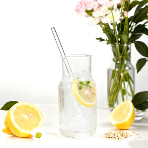 CEDIDJAC 16 PCS Reusable Glass Straws Set 6 Straight & 6 Bent Clear Drinking Straws (8.5''x10mm) with 4 Cleaning Brushes，Perfect for Smoothies, Milkshakes, Coffee, Juice, Milk, Cocktails - Image 5