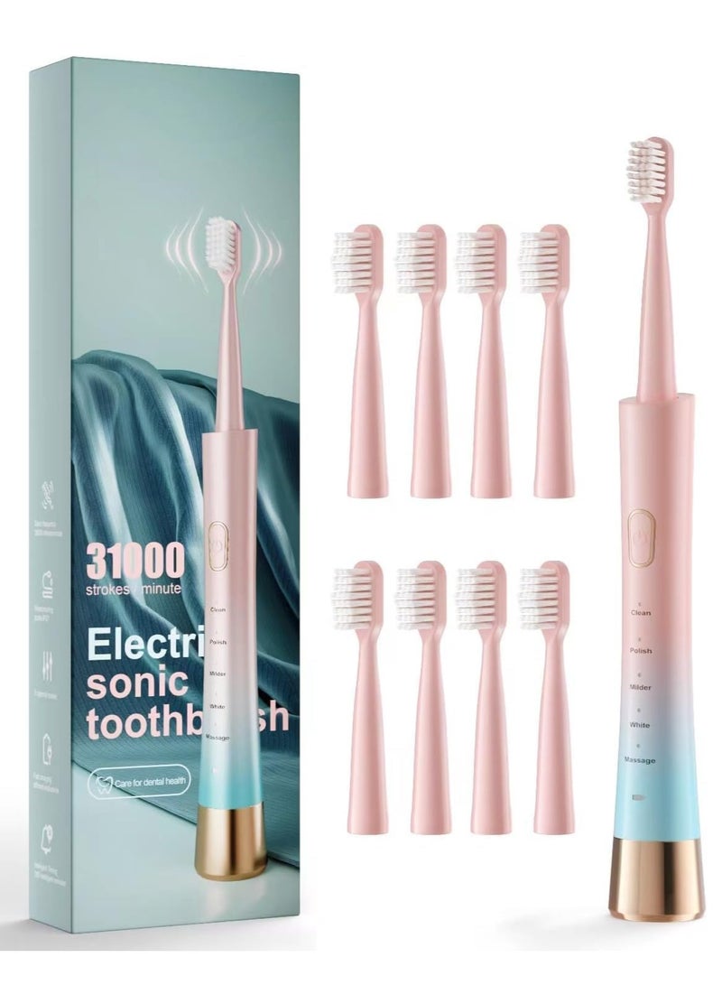 general Upgrade Sonic Electric Toothbrush for Adults, 8 Replacement Brush Heads, Rechargeable Electric Toothbrush with 2-Minutes Timer IPX7 Water-Proof, for Indoor and Outdoor - Image 1