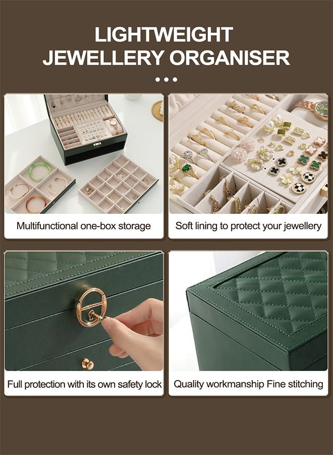 HomarKet 3-Layer PU Leather Jewellery Storage Box Makeup Cosmetic Case Lightweight Multifunction Jewelry Case for Women - Image 4
