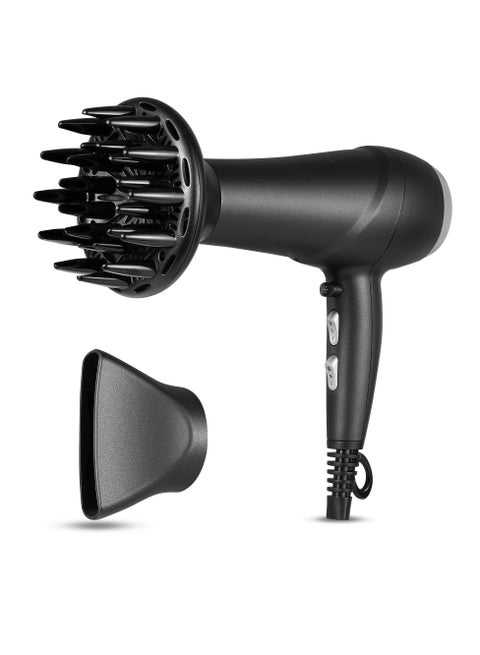 Klovvy Hair Dryer with Diffuser, 2200W Powerful Hair Dryer with Diffuser and Concentrator heads, 2 Speed Settings, 3 Heat Settings, Frizz Control with Ionic Function