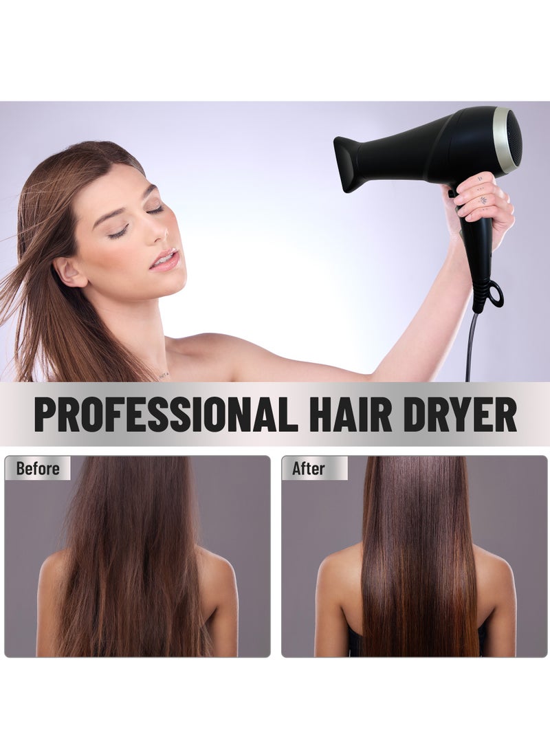 Klovvy Hair Dryer with Diffuser, 2200W Powerful Hair Dryer with Diffuser and Concentrator heads, 2 Speed Settings, 3 Heat Settings, Frizz Control with Ionic Function - Image 5